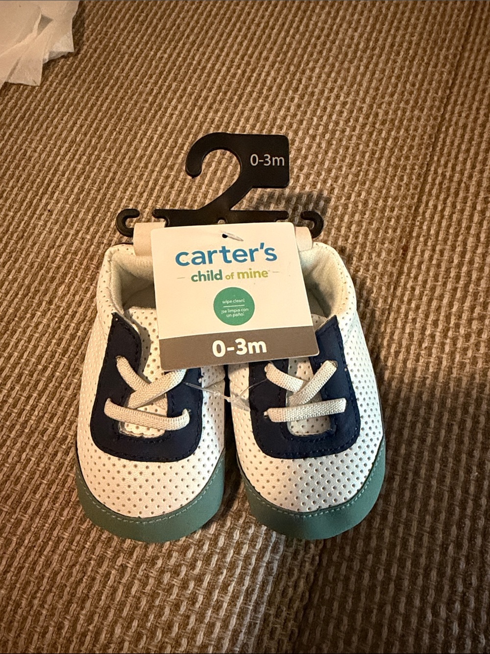 Carter's White Navy & Teal Baby Walker Sneakers